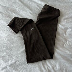 ALO Yoga ribbed high waisted leggings in espresso brown XS